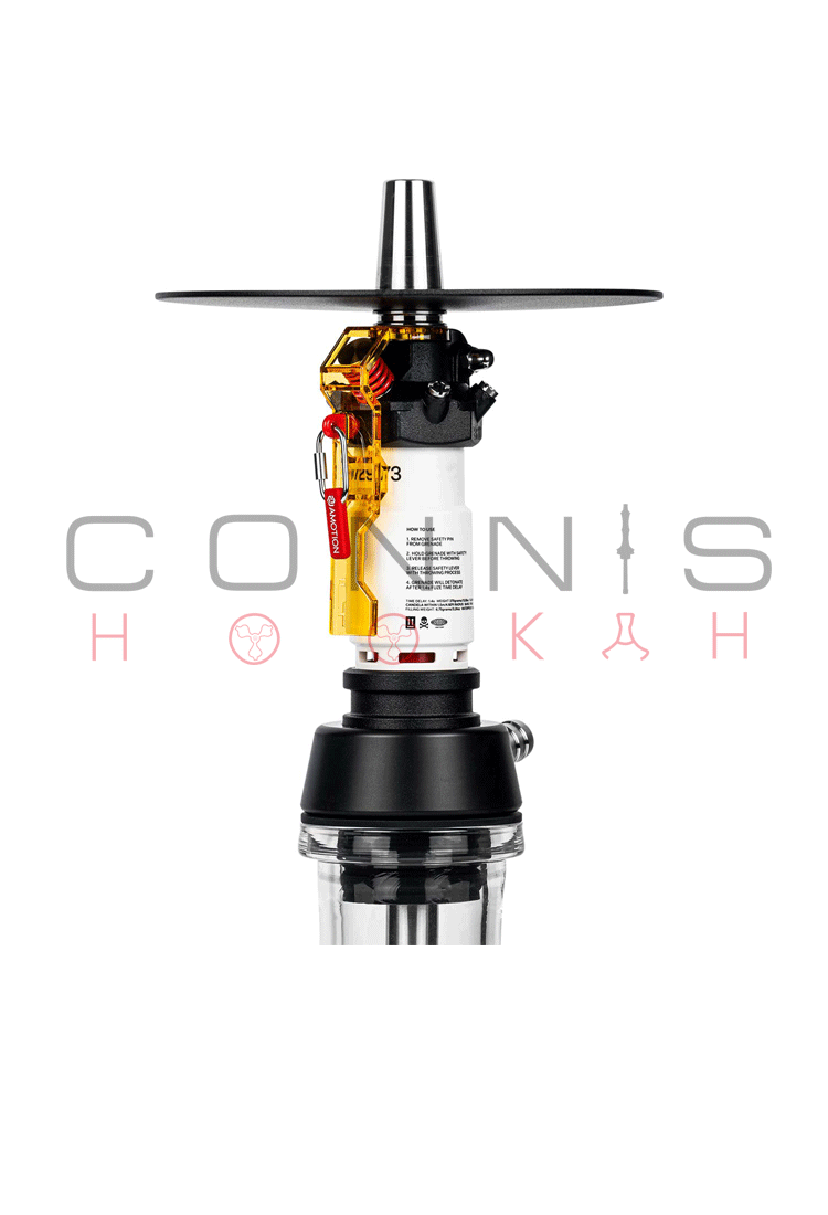 Amotion Flash Bang Hookah - Amber (Includes Silicone Hose & MouthPiece) - (Optional Extras Multiple Choice Available)