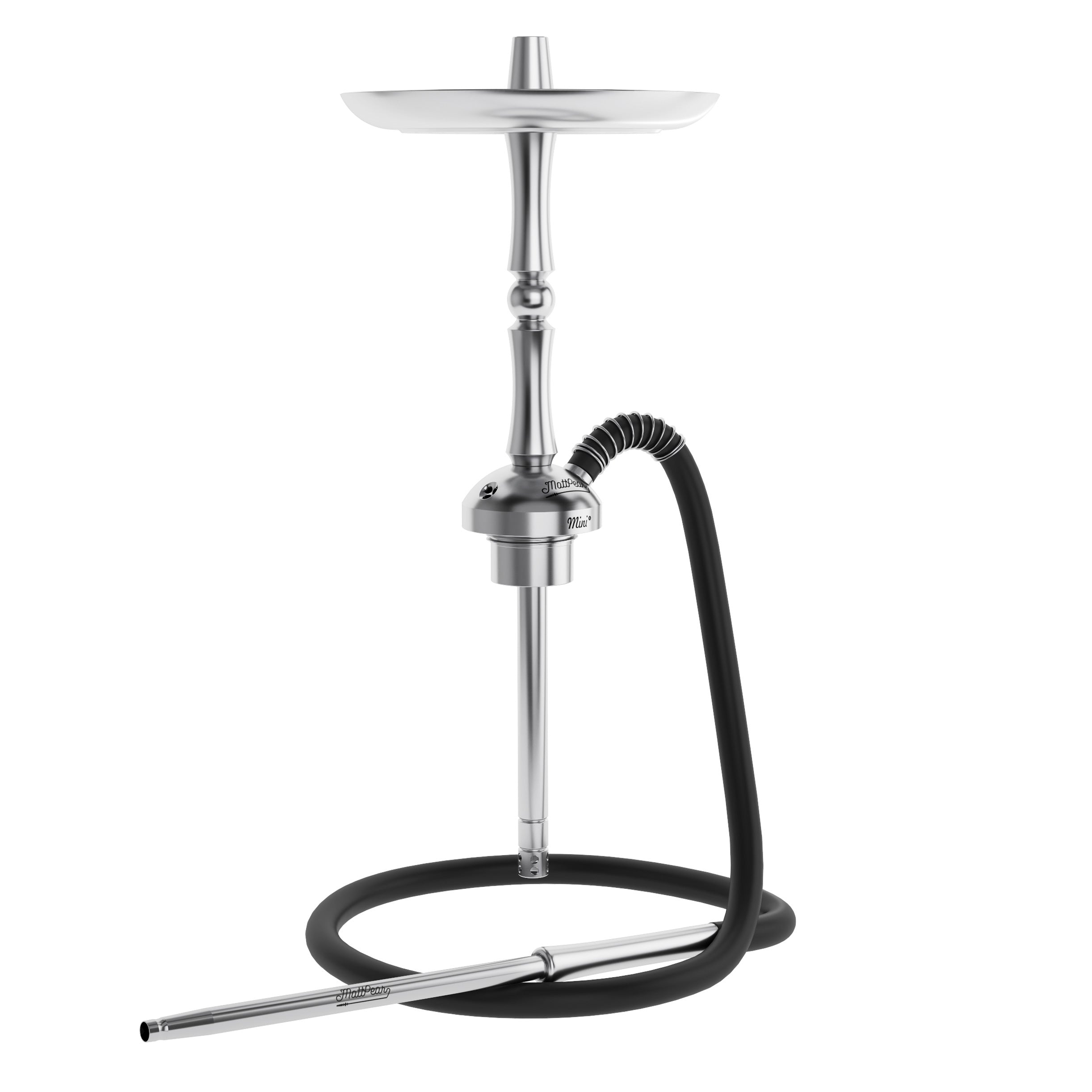 MattPear Mini S Ball Hookah - Full Stainless Steel with MattPear Mini Clear Cone Base (Optional Extras Multiple Choice Available)