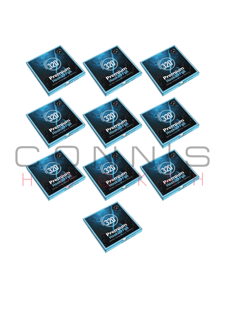 320° Foil - 10 Pack Premium Hookah / Shisha Foil 50 Precut Sheets - 40 Micron Extra Thick