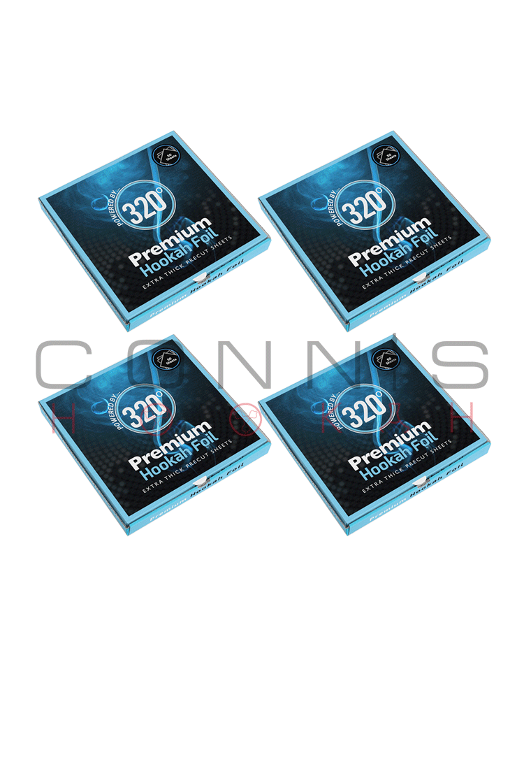 320° Foil - 4 Pack Premium Hookah / Shisha Foil 50 Precut Sheets - 40 Micron Extra Thick