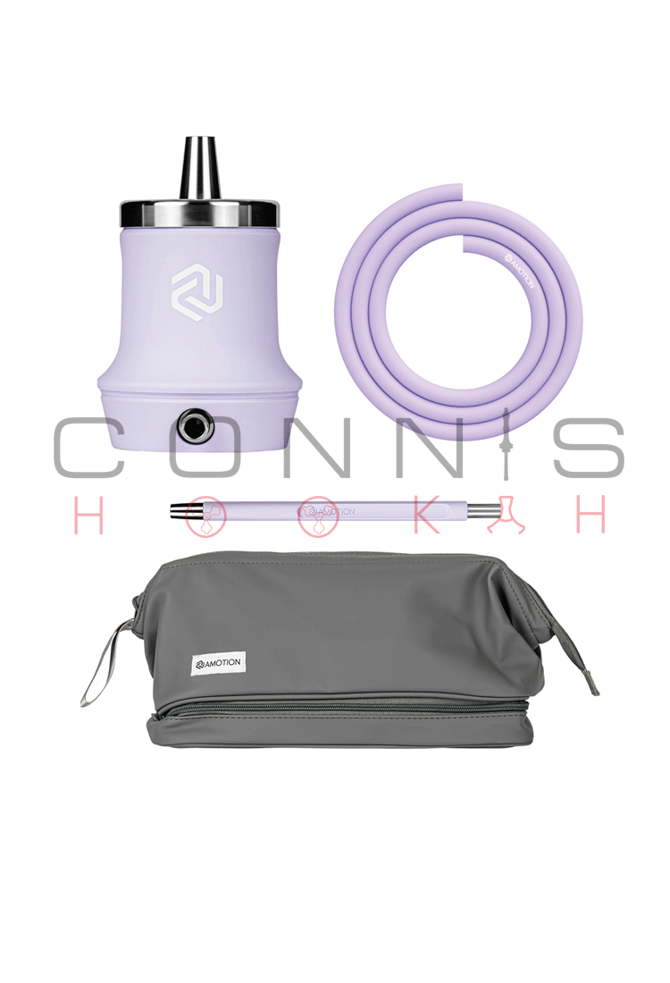 Amotion Roam Hookah - Mauve with Add On Kit (Matching Hose, Mouthpiece, Coaster & Travel Bag) - (Optional Extras Multiple Choice Available)