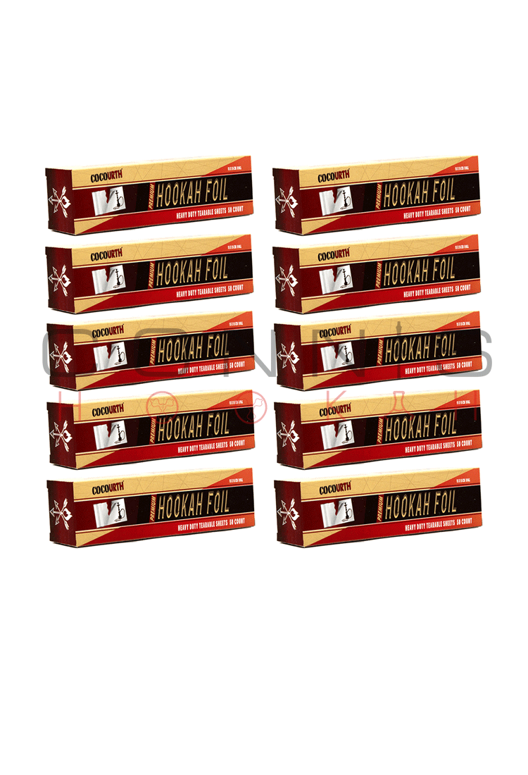 CocoUrth Super Heavy Duty Foil Roll - 10 Pack Hookah / Shisha Foil - 50 Sheets -  40 Micron Extra Thick