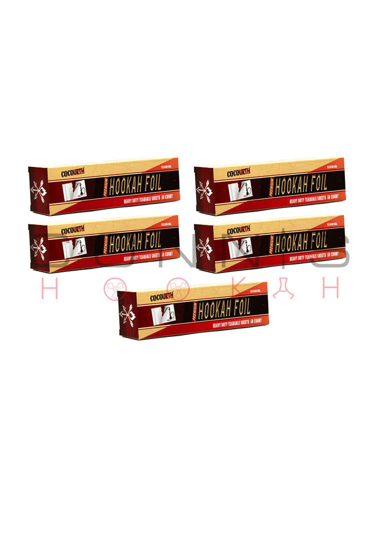 CocoUrth Super Heavy Duty Foil Roll - 5 Pack Hookah / Shisha Foil - 50 Sheets -  40 Micron Extra Thick
