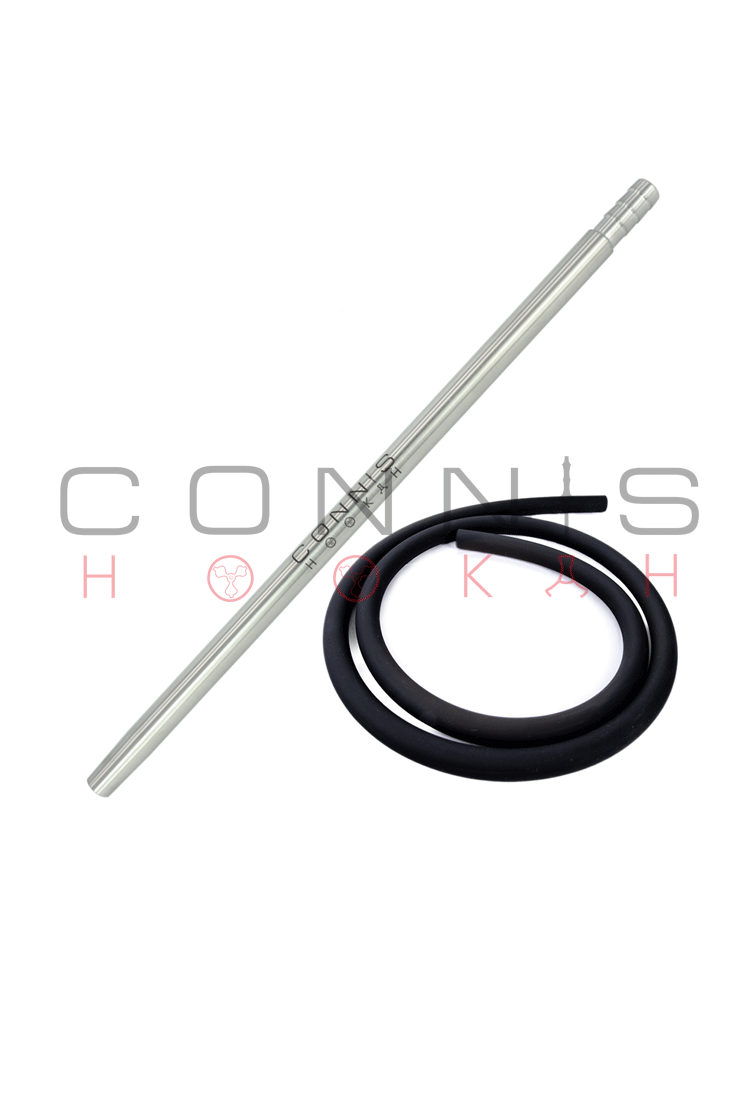 Connis Hookah Stainless Steel Mouthpiece with Russian Silicone Soft Touch Heavy Duty Hose (Black)