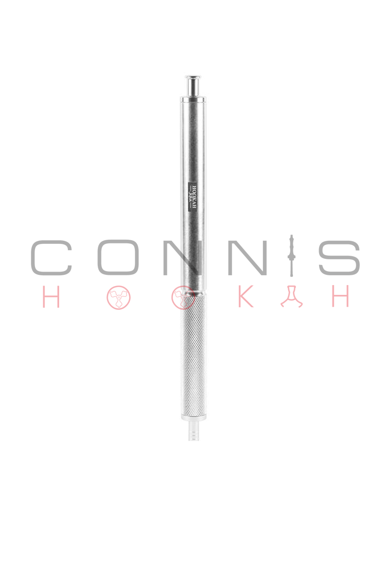 Hookah John Knurl v2 Mouthpiece with Silicone Soft Touch Heavy Duty Hose - Silver