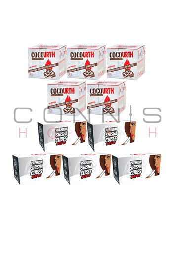 Best of Both 50/50 - 10KG Bundle - 5Kg CocoUrth BIG CUBES Boxes 26mm² & 5Kg One Nation CUBES Boxes 27mm² Premium Coconut Charcoal