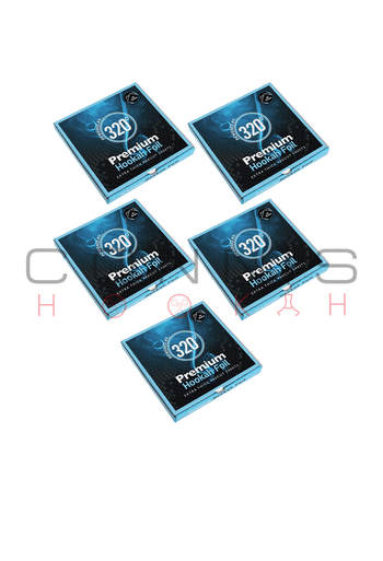 320°Foil - 5 Pack Premium Hookah / Shisha Foil 50 Precut Sheets - 40 Micron Extra Thick